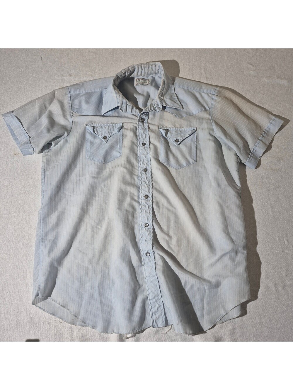 Vintage H Bar C Ranchwear light blue short sleeve Size 18 XL western shirt